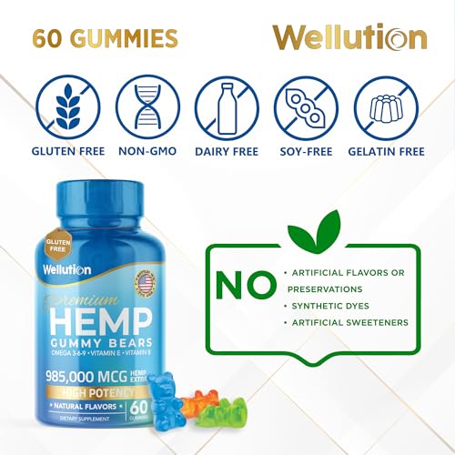 Wellution Hemp Gummies 985,000 High Potency - Fruity Gummy Bear with Hemp Oil Wellution uk supplements