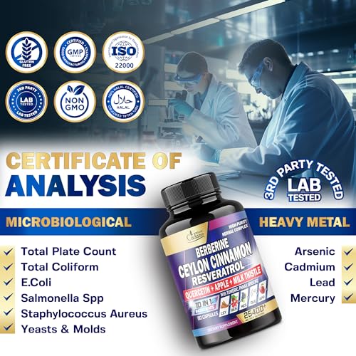 Ceylon Cinnamon 15000mg Berberine 3000mg Quercetin 2000mg Supplement - Support Organic Cadane uk supplements