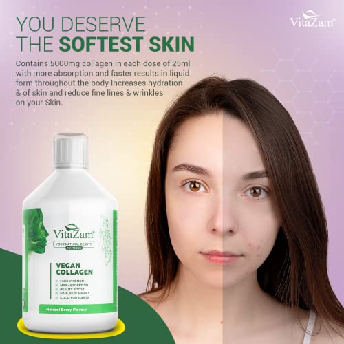 VitaZam Vegan Collagen Liquid 5000mg Hydrolyzed Collagen Peptides for Women VitaZam uk supplements