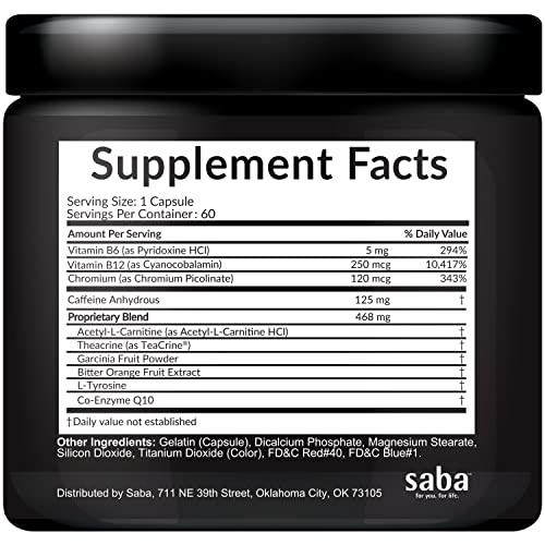 Saba Skinny 5000 -Fat Loss -Weight Loss-Appetite Control -Mild Jitter-Free Energy- Focus Saba uk supplements