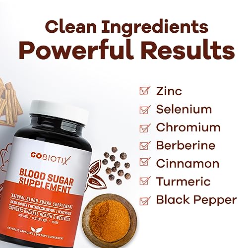 GOBIOTIX Blood Sugar Support - Cinnamon, Berberine and Selenium Capsules - Blood Sugar GOBIOTIX uk supplements
