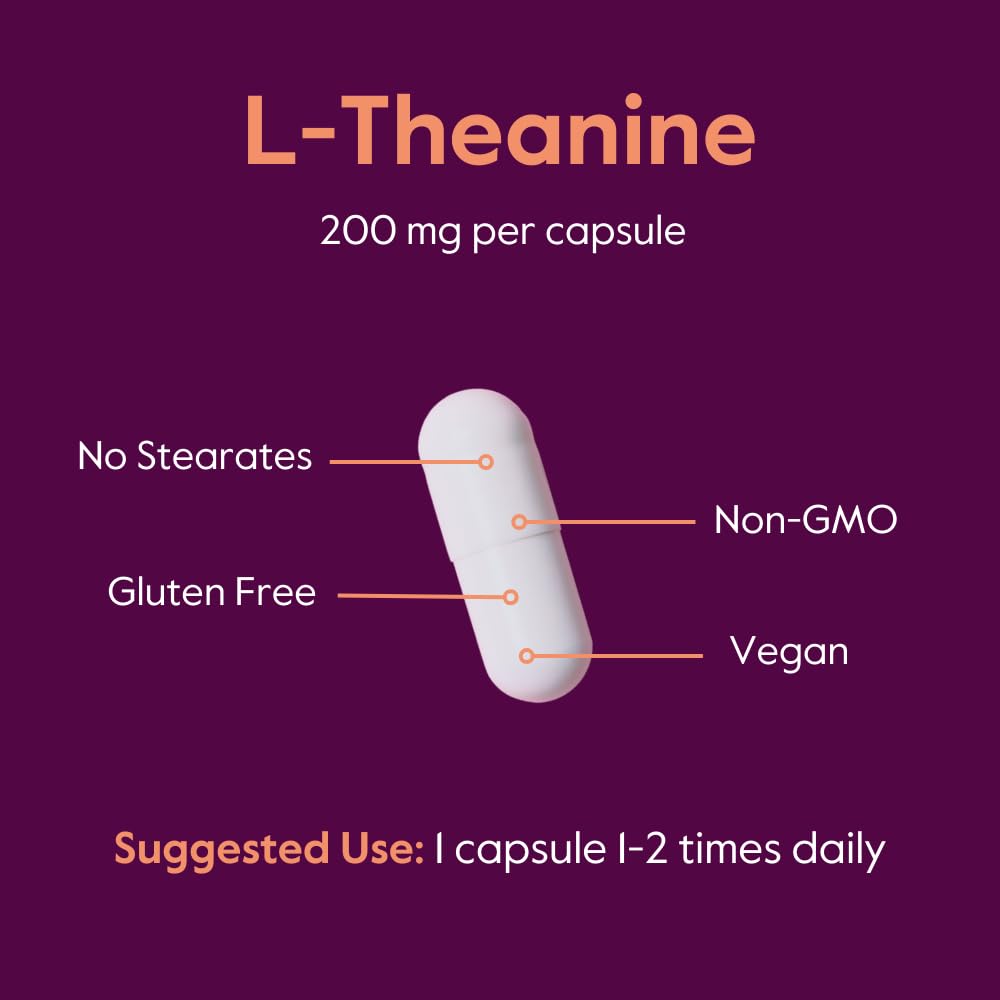 BESTVITE L-Theanine 200mg (120 Vegetarian Capsules) - No Stearates - Vegan - Non GMO - Gluten Free BESTVITE uk supplements