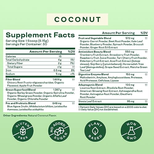 Bloom Nutrition Super Greens Powder Smoothie & Juice Mix (Coconut) Bloom Nutrition uk supplements