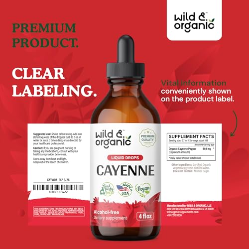 Cayenne Pepper Supplements - Organic Cayenne Pepper Tincture - Cayenne Pepper Liquid Wild & Organic uk supplements