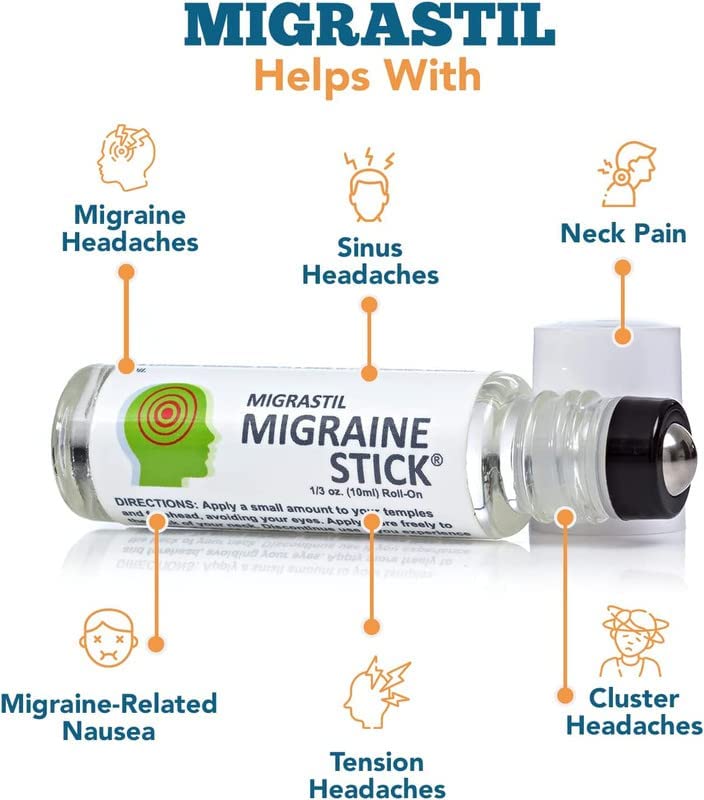 Basic Vigor Migrastil Migraine Stick Rollon - Fast Cooling Comfort for Your Head 3-Pack. Aromatherapy with Peppermint & Other Essential Oils. Metal Roller. Made in USA by Basic Vigor Basic Vigor uk supplements