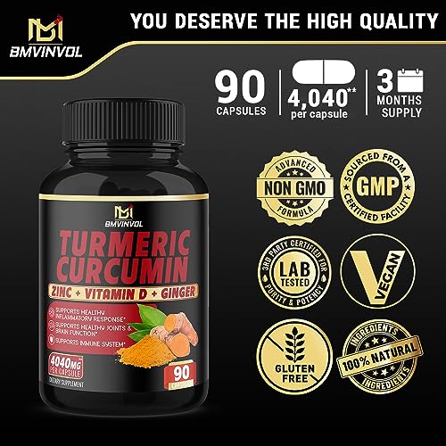BMVINVOL Turmeric Curcumin Supplement 4040 mg - 95% Curcuminoids with Ginger BMVINVOL uk supplements