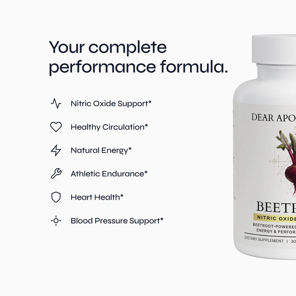 Dear Apothecary Organic Beetroot Capsules | 1300mg Beet Root Powder | Nitric Oxide Precursor | 60 Vegetarian Capsules | Non-GMO, Gluten Free, Vegan Dear Apothecary uk supplements