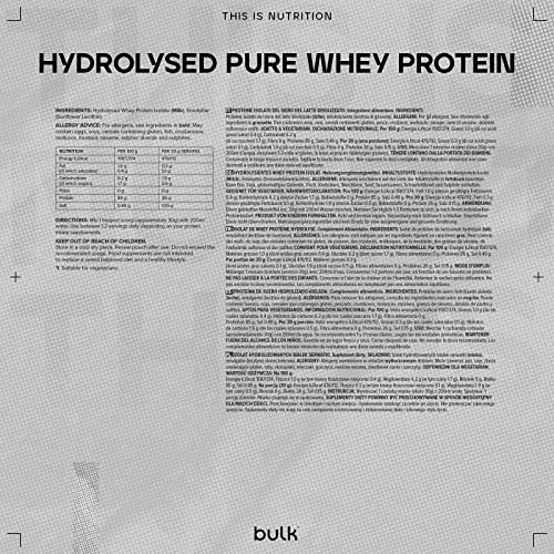 Bulk Hydrolysed Whey Protein Isolate, Protein Shake, Unflavoured, 500 g, Packaging May Vary Bulk uk supplements