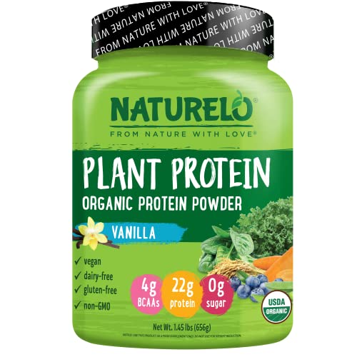 NATURELO Plant Protein Powder, Vanilla, 22g Protein - Non-GMO, 20 Ser NATURELO uk supplements