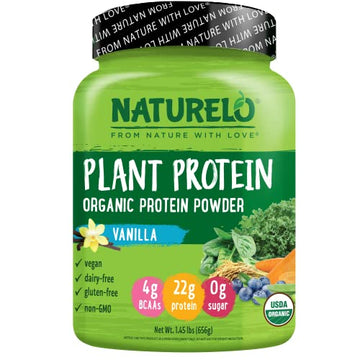 NATURELO Plant Protein Powder, Vanilla, 22g Protein - Non-GMO, 20 Ser NATURELO uk supplements