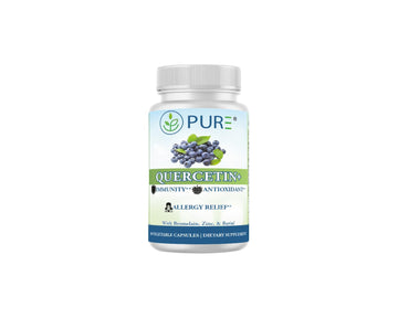 PURE® Quercetin+ with Zinc, Bromelain, Rutin Immune Shield - 60 Capsules - High Bioavailability Antioxidant Complex for Respiratory Health & Viral Defense - Made in USA PURE uk supplements