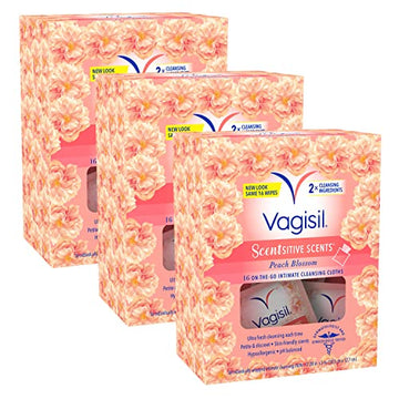 Vagisil Scentsitive Scents On-The-Go Feminine Cleansing Wipes, pH Balanced, Peach Blossom Vagisil uk supplements