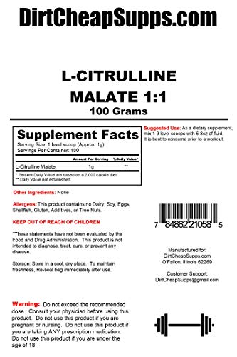 DirtCheapSupps L-Citrulline Malate 1:1 Powder 100g (Unflavored) DirtCheapSupps uk supplements
