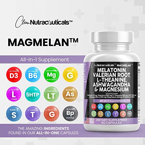 Melatonin 10mg Valerian Root 6000mg L Theanine 200mg Ashwagandha Clean Nutraceuticals uk supplements