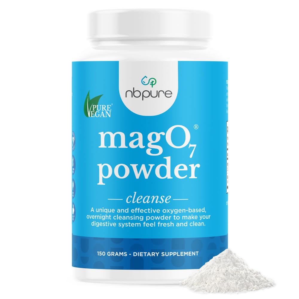 nbpure MagO7 - Natural Colon Cleanse & Detox Powder - Occasional Constipation Relief, Stool Softener, & Bloating Support for Men & Women - Ozonated Magnesium Oxide, 150 Gram nbpure uk supplements