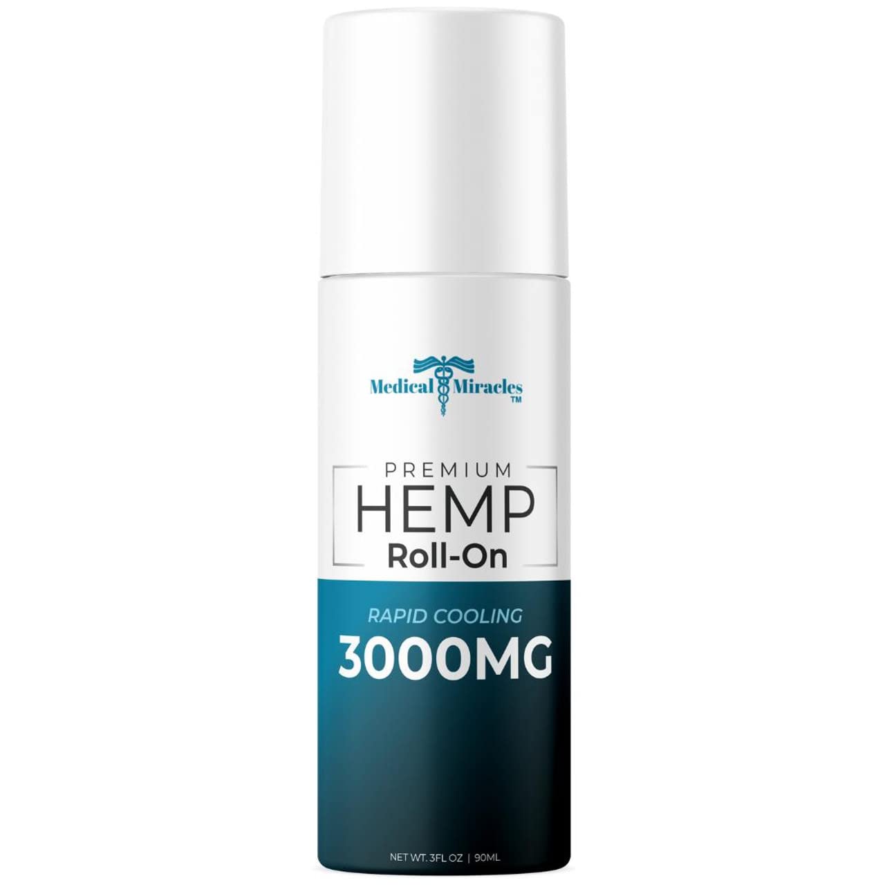 Medical Miracles New Hemp Oil Roll On - Ideal for Muscles, Hips, Joints, Neck, Back, Elbows, Fingers, Hands, and Knees (3000mg Roll-On) Medical Miracles uk supplements