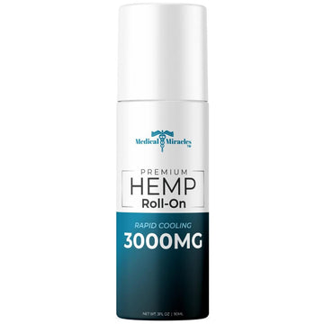 Medical Miracles New Hemp Oil Roll On - Ideal for Muscles, Hips, Joints, Neck, Back, Elbows, Fingers, Hands, and Knees (3000mg Roll-On) Medical Miracles uk supplements