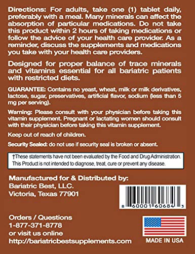 Bariatric Best Multivitamin Tablets – for Post-Bariatric Surgery, Gastric Bypass & Sleeve Bariatric Best Supplements uk supplements