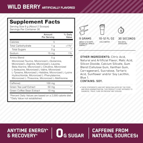 Optimum Nutrition Amino Energy - Pre Workout with Green Tea, BCAA, Amino Acids Optimum Nutrition uk supplements