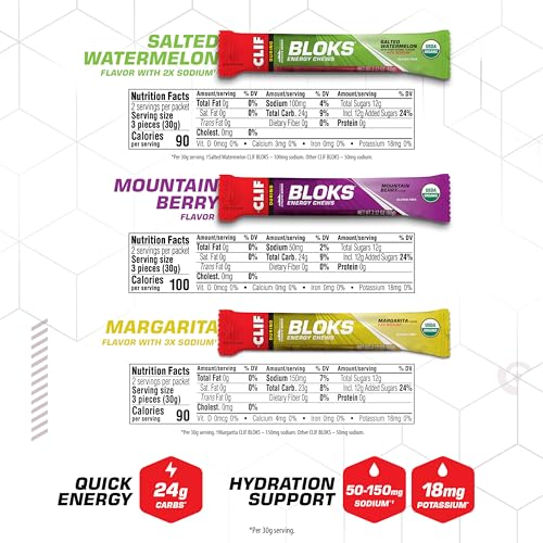 CLIF BLOKS - Energy Chews - Variety Pack - Non-GMO - Plant Based Clif Bar uk supplements