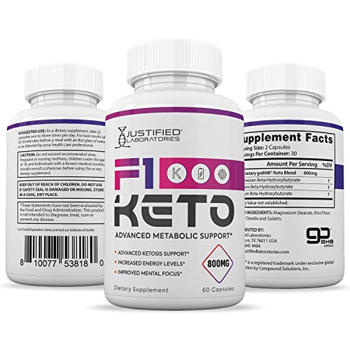(3 Pack) F1 Keto Pills 800MG Includes goBHB Exogenous Ketones Advanced Ketosis Justified Laboratories uk supplements