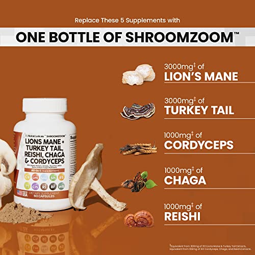 Lions Mane 3000mg 20in1 Mushroom Supplement with Turkey Tail 2000mg Clean Nutraceuticals uk supplements