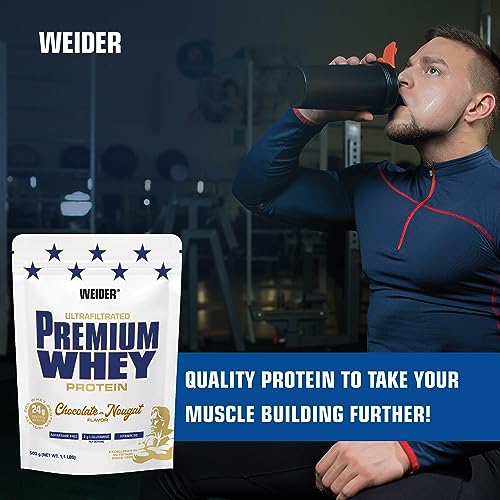 Weider Premium Whey (500g) Chocolate-Nougat Flavour. Ultrafiltrated Proteins from Whey Protein Weider uk supplements
