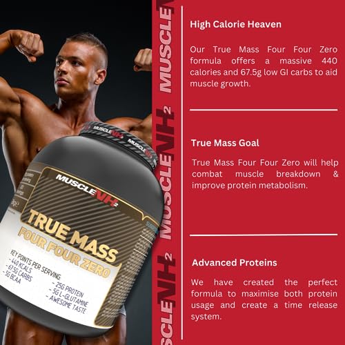 MuscleNh2 True Mass Four Four Zero Mass Gainer Protein Powder, High Calories and Protein MuscleNh2 uk supplements