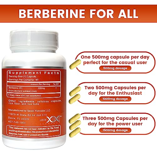 GENEX Berberine HCl 500mg (90 Capsules) | Powerful AMPK Activator, Supports Heart Genex Formulas uk supplements