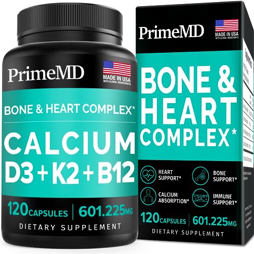 Calcium 600mg, Vitamin D3 K2 B12 Supplement - For Heart, Bone & Immune Support PrimeMD uk supplements