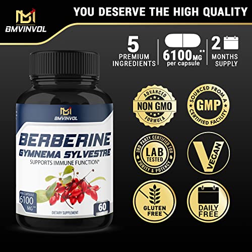 BMVINVOL 5-in-1 Berberine Supplement 6100mg with Ceylon Cinnamon, Gymnema Sylvestre BMVINVOL uk supplements