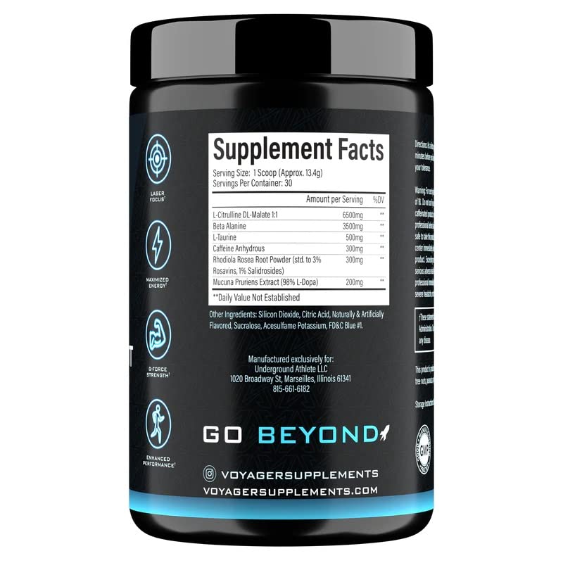 Voyager Supplements Pre-Workout Powder | Rocket Razz | Intense Pump | Maximized Voyager Supplements uk supplements