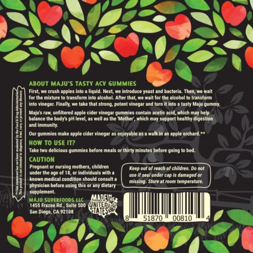 Apple Cider Vinegar Gummies with Mother - Weight Management & Detox - 2X Stronger Maju Superfoods uk supplements