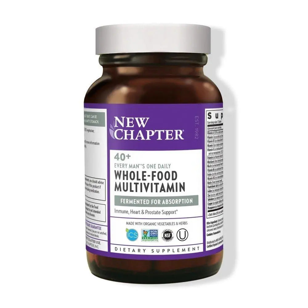 New Chapter Men's Multivitamin, Every Man's One Daily 40+, Fermented with Probiotics + Saw Palmetto + B Vitamins + Vitamin D3 + Organic New Chapter uk supplements