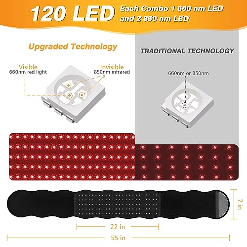 Streamlet Red Light Therapy Belt, 120 LED Combo 660nm 850nm Wearable Red Light Therapy Streamlet uk supplements