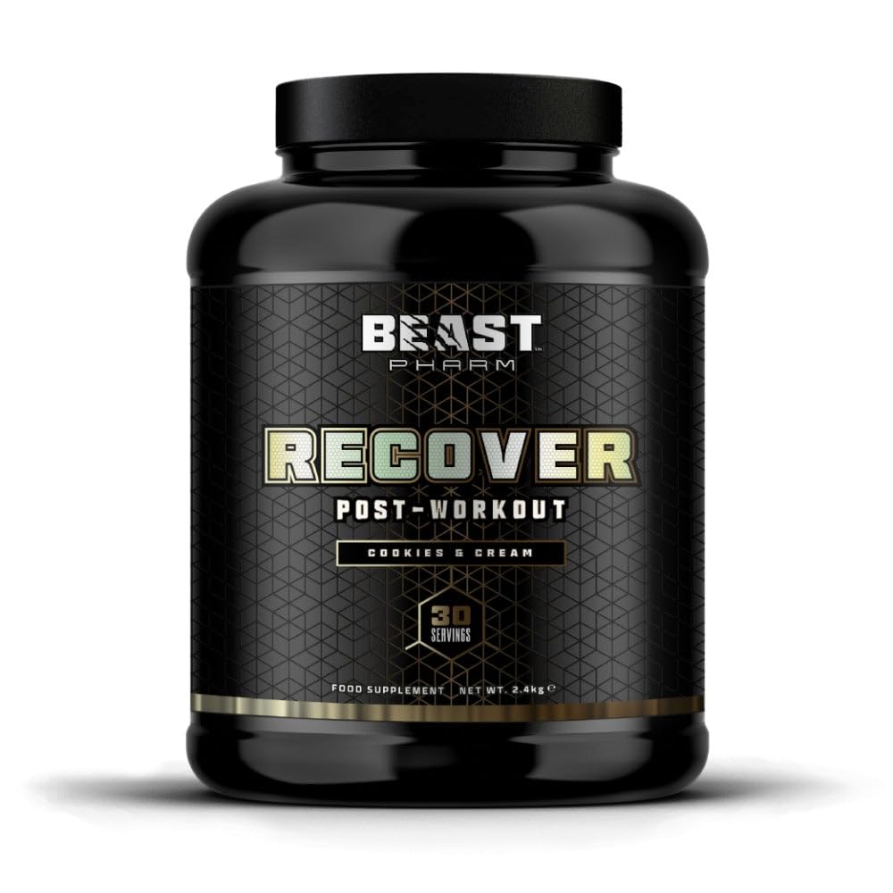 Beast Pharm | Recover Whey Protein Powder | 2.4kg/30 Servings | Cookies & Cream Beast Pharm uk supplements