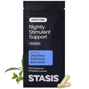 STASIS Nighttime Supplement for Men & Women with Magnesium, Melatonin, Zinc & Botanical Extracts, Evening Routine Support Capsules for Bedtime Use, Vegan, Non GMO, 25 Servings, 1 Month Supply STASIS uk supplements