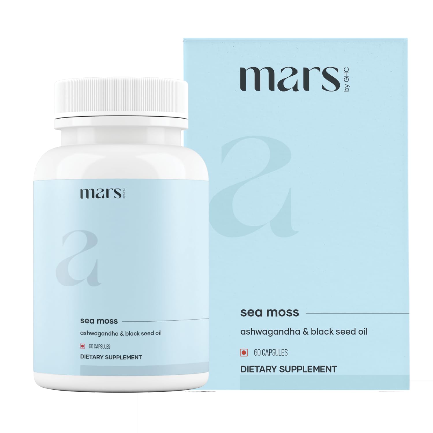 mars by GHC Mars Surge Natural Sea Moss Caps (60N) | Packed with 84 Minerals | Powered with Black Seed Oil | | Overall Well Being - Pack of 1 mars by GHC uk supplements