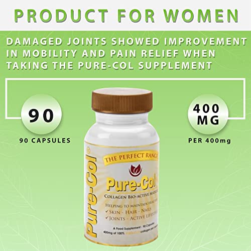 Pure-COL Collagen 90 Capsules 400mg Bio-Active Matrix High Strength Collagen Tablets The Perfect Range uk supplements