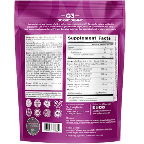 Colon Cleanse Gummies. Chewable, Gentle, Vegan Colon Detox Cleanser. Natural Laxative THE ENCLARE NUTRITION uk supplements