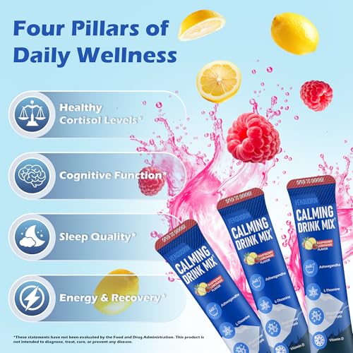 VENQUORIN Super Cortisol Calm Supplement Drink Powder for Women & Men with Magnesium Glycinate, Ashwagandha, L-Theanine & Vitamin D3 | Relaxation & Mood Support | Sugar Free, Vegan, 30 Servings VENQUORIN uk supplements