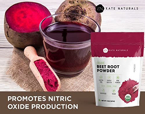Kate Naturals Beet Root Powder for Baking & Smoothies (8oz) USDA Organic Beetroot Powder Kate Naturals uk supplements
