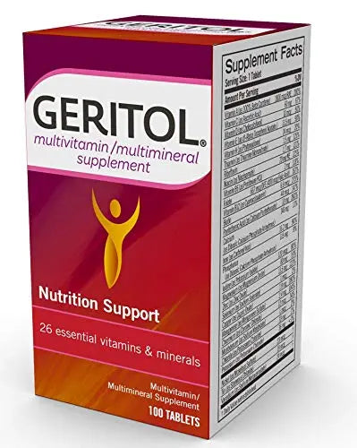 Geritol Multi-Vitamin Nutritional Support Tablets, Balance of 26 Essential Vitamins and Minerals, 100-Count Bottles (Pack of 2) Geritol uk supplements