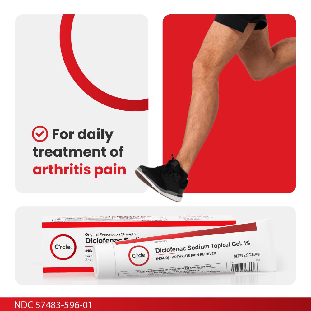 Diclofenac Sodium Gel 1% 150g Effective Arthritis Pain Reliever - Prescription Strength Anti-Inflammatory Gel - Extra Strength Arthritis Cream for Daily Use - Get Over-The-Counter Relief(1Pack) C'rcle uk supplements