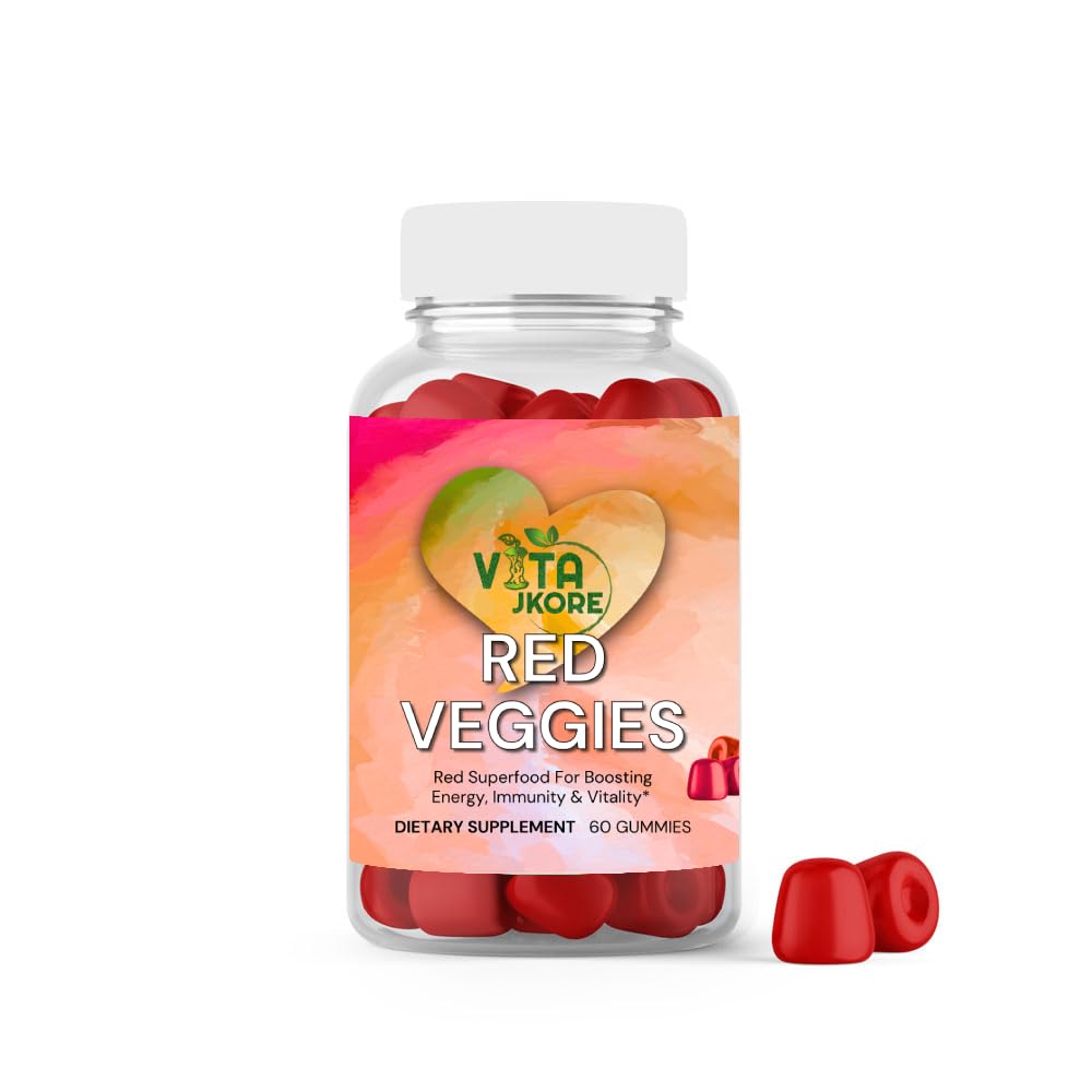 VITA JKORE Red Veggies Superfood Gummies, Energy & Immunity Booster, 60 Count Dietary Supplement, Natural Beetroot Blend VITA JKORE uk supplements