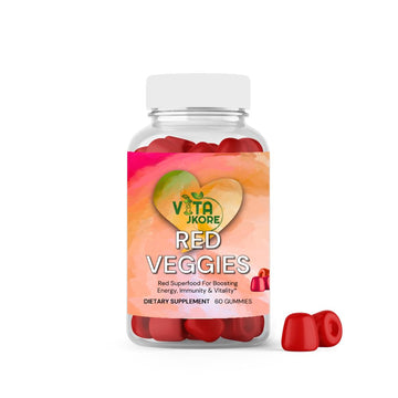 VITA JKORE Red Veggies Superfood Gummies, Energy & Immunity Booster, 60 Count Dietary Supplement, Natural Beetroot Blend VITA JKORE uk supplements