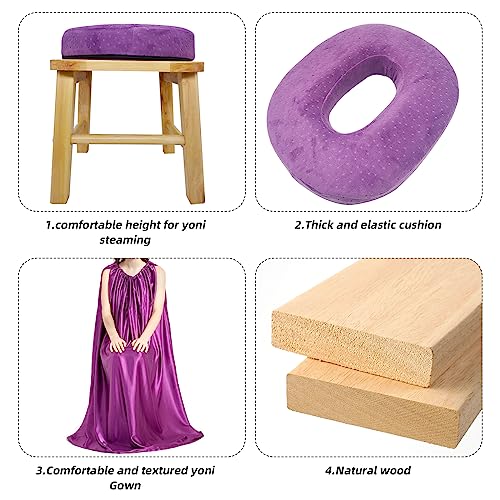 ElasignShopo Yoni Seat Kit, Wooden Vaginial Steaming Stool Chair Set with Gown for Feminine ElasignShopo uk supplements