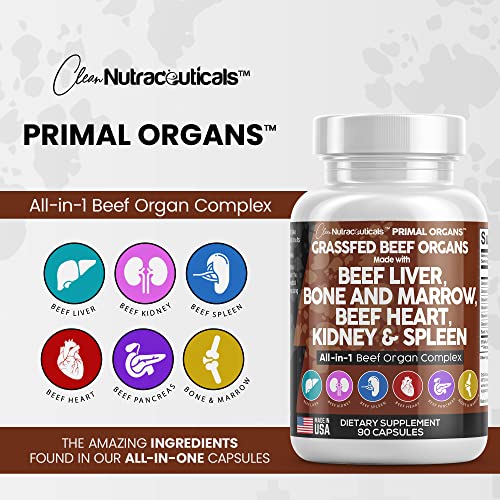 Grass Fed Beef Liver Capsules 3000mg - Premium Quality Beef Organs Clean Nutraceuticals uk supplements