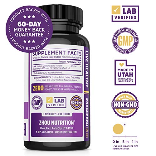 Zhou Nutrition Garlic Supplement With Allicin, Extra Strength 5000mcg Allicin Per Serving Zhou Nutrition uk supplements