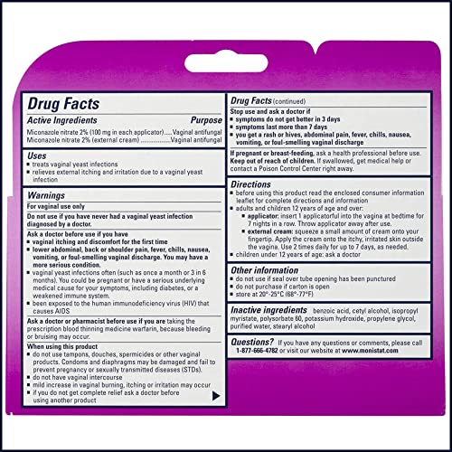 Monistat 7 Day Yeast Infection Treatment for Women, 7 Miconazole Cream Applications with Disposable Monistat uk supplements